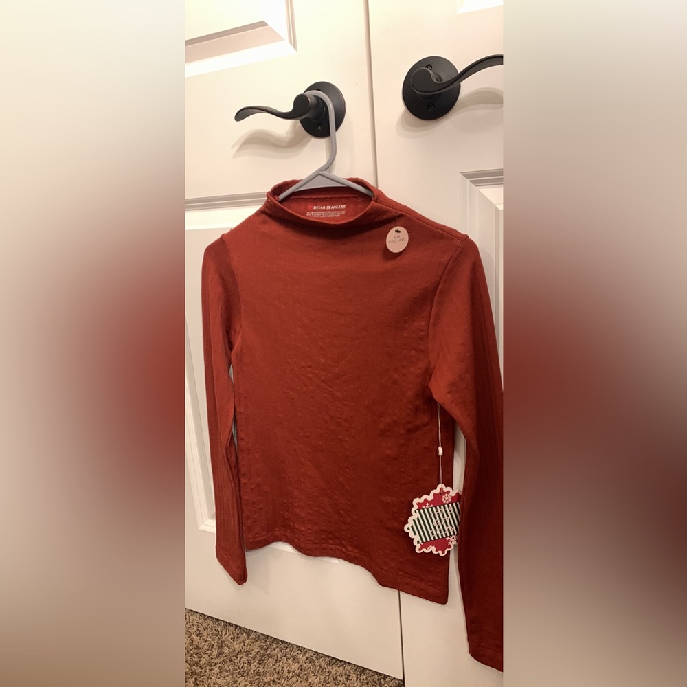 mock neck fleece lined, ribbed long sleeve (new with tags)